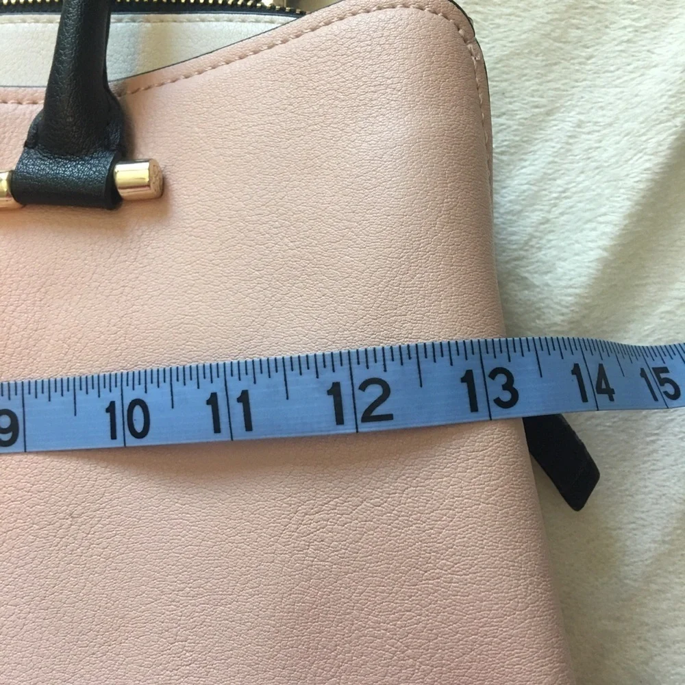 Nine West Pink and Black Satchel with Structured Design